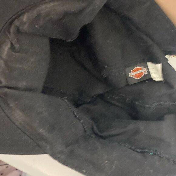 Harley-Davidson Men's Black Tie Back Cotton Baseball Cap Hat Adjustable - Picture 8 of 8